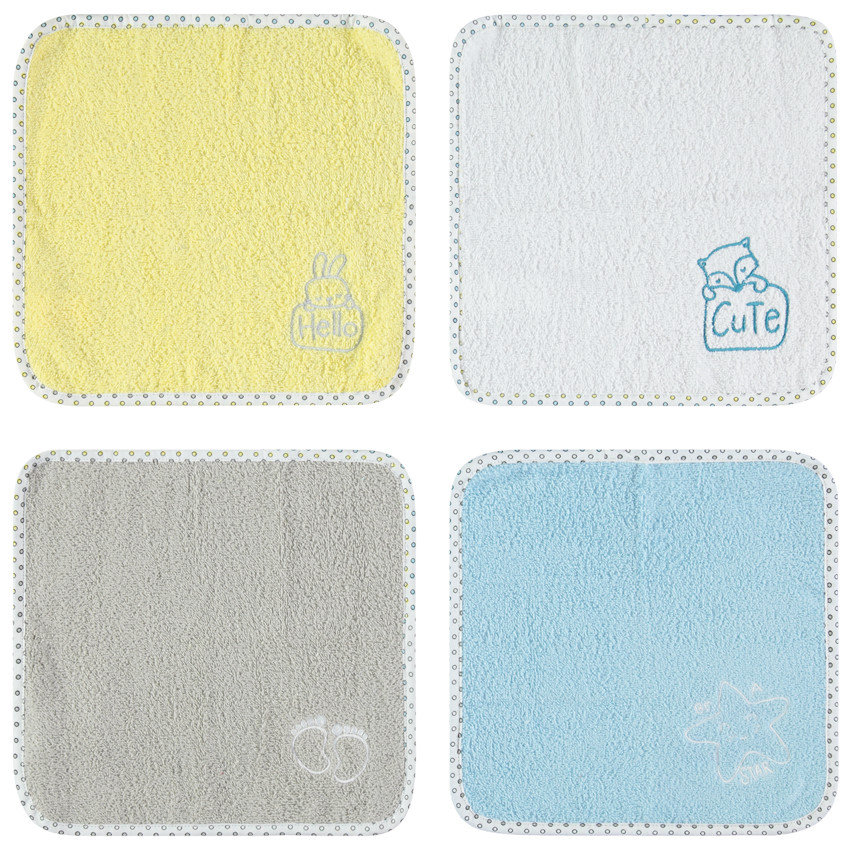 Set de 4 serviettes en éponge à motifs à broder  