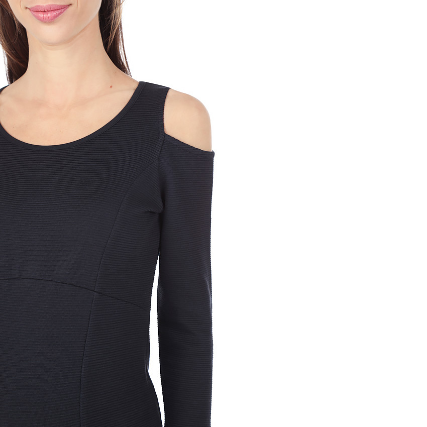 Φόρεμα εγκυμοσύνης μονόχρωμο με άνοιγμα στους ώμους 