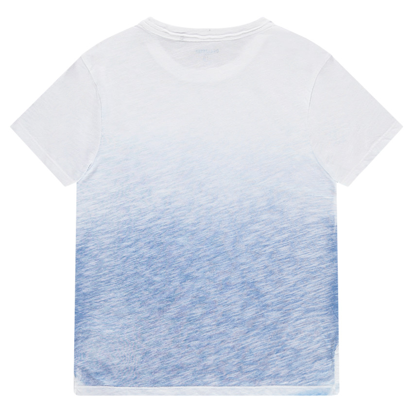 Παιδικά - Κοντομάνικη μπλούζα από ζέρσεϊ slub ύφασμα με εφέ tie & dye, ραφή και τσέπη 