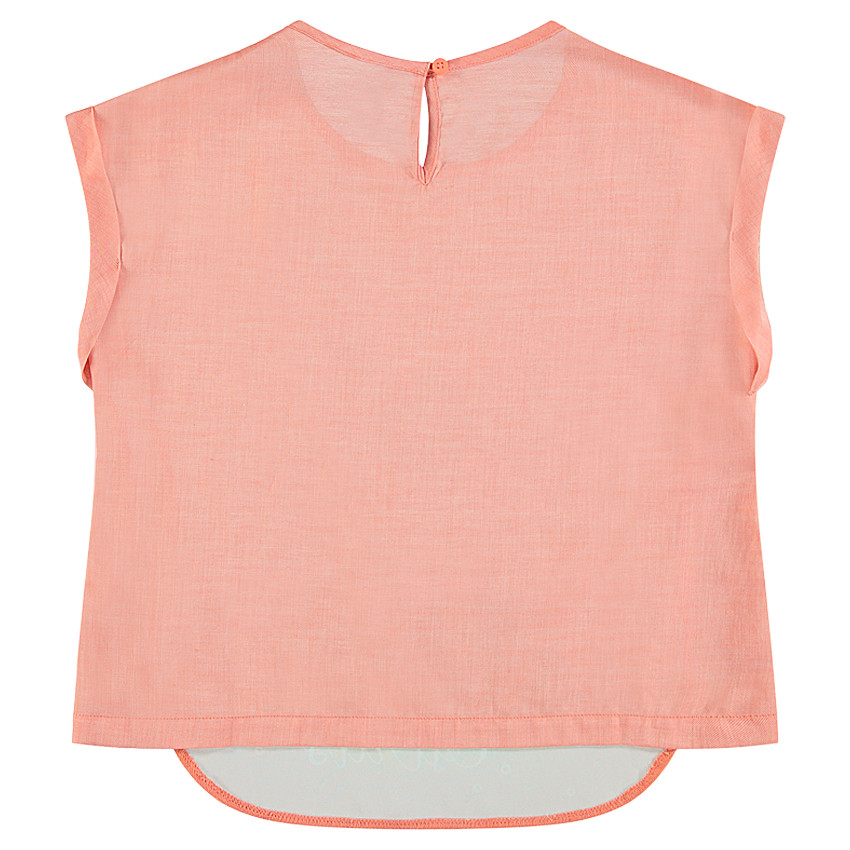 Παδιικά - Κοντομάνικη ασύμμετρη μπλούζα με στάμπα με φρούτα 