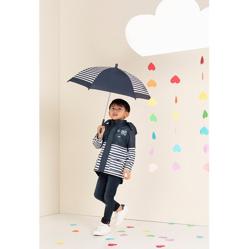 Αδιάβροχο αντιανεμικό μπουφάν με ρίγες και σήματα 