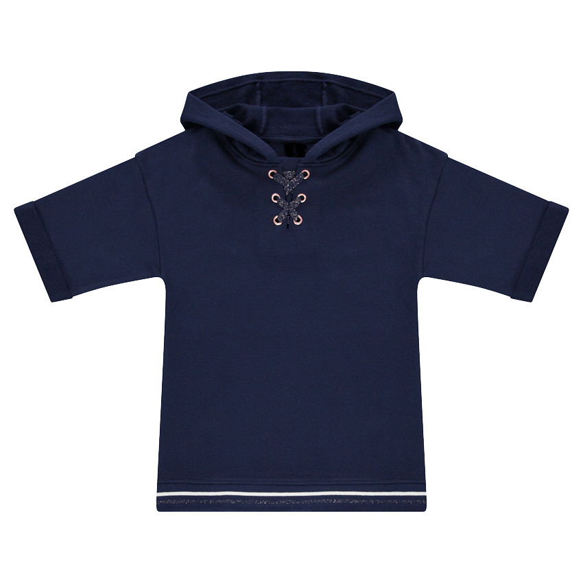 Παιδικά - Φανελένιο φούτερ με κουκούλα και φαντεζί κορδόνια 