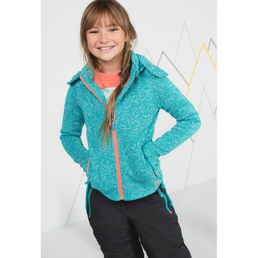 Φλις ζακέτα του σκι με μελανζέ όψη και αφαιρούμενη κουκούλα 