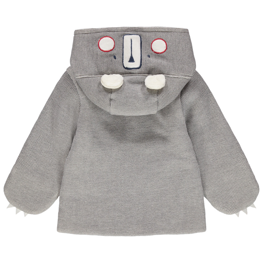 Veste en molleton fantaisie avec ours brodé et oreilles en relief 