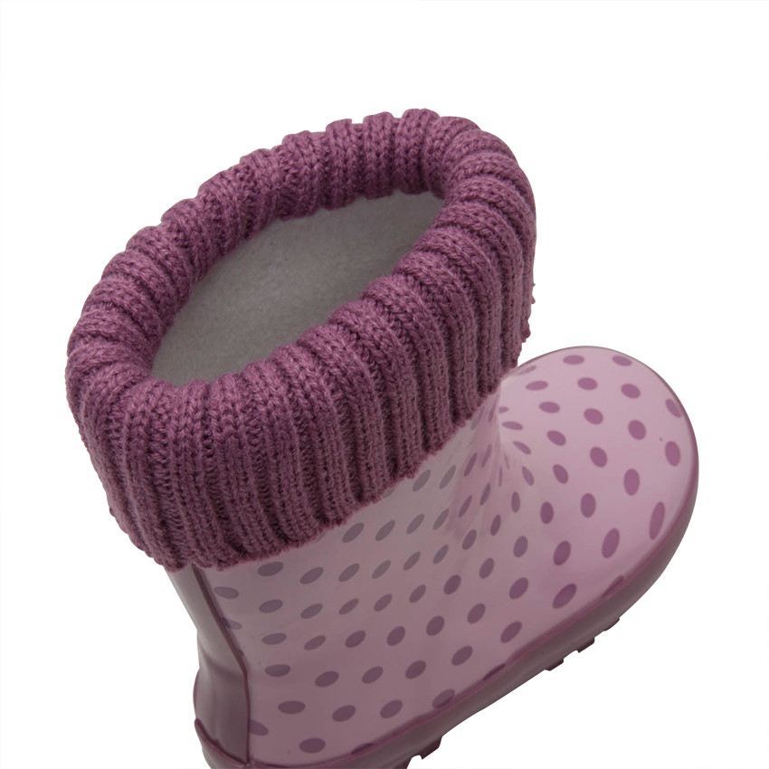 Γαλότσες από καουτσούκ με πλεκτό πάνω μέρος σε ροζ χρώμα και γούνινη επένδυση, νούμερα 20 έως 23 