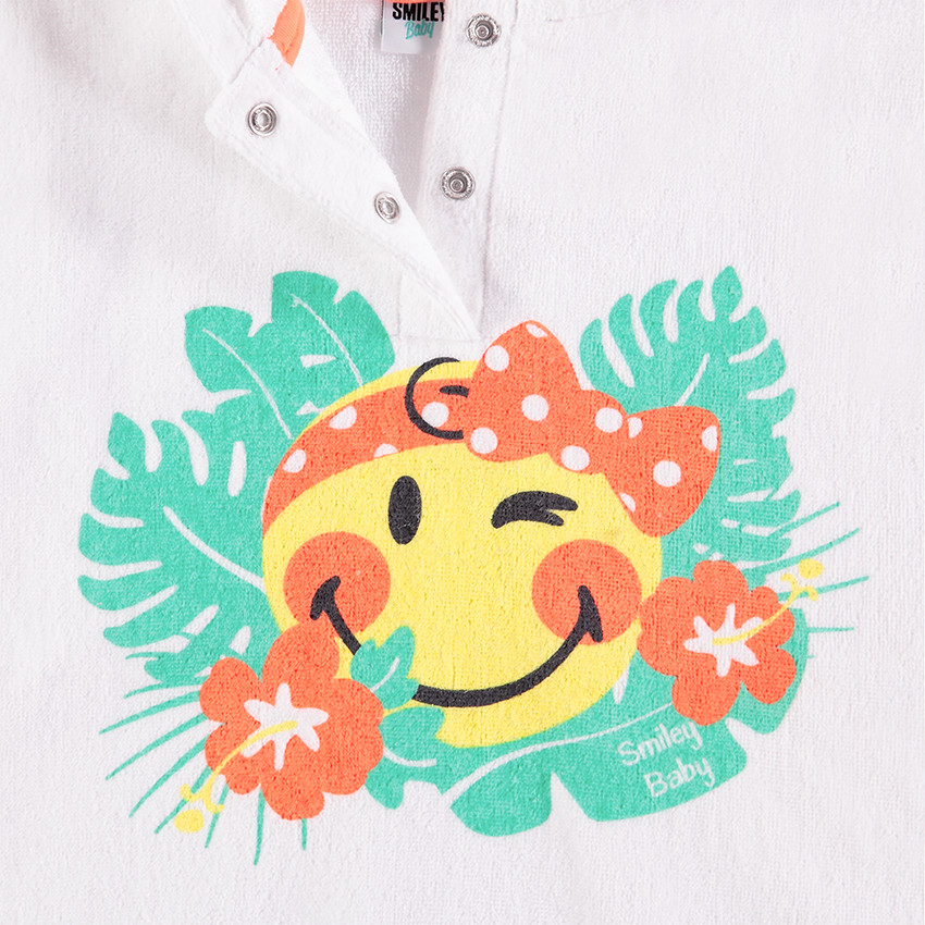 Πετσετέ μπουρνούζι με άνοιγμα με σούστες και στάμπα ©Smiley 