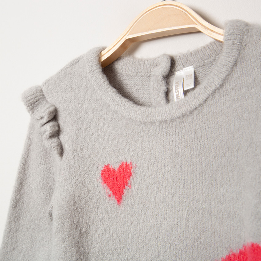 Μακρυμάνικο πλεκτό φόρεμα με ζακάρ ουράνιο τόξο 