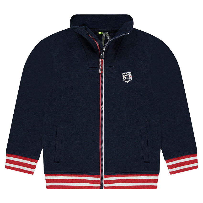 Φανελένια ζακέτα με σήμα σε στυλ οικόσημου και κεντημένη φράση στην πλάτη 