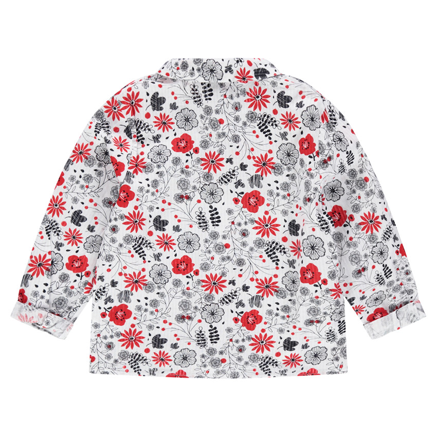 Μακρυμάνικο πουκάμισο με λουλούδια σε αντίθεση 