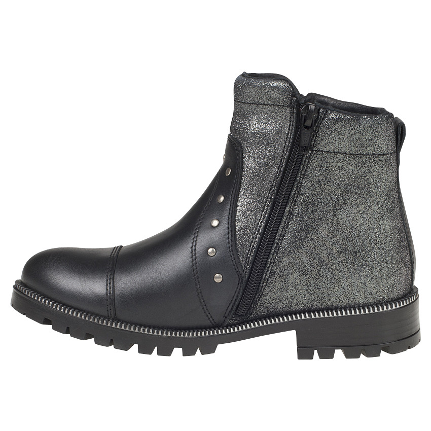 Bottillons pailletés en cuir avec zips et rivets du 24 au 27 