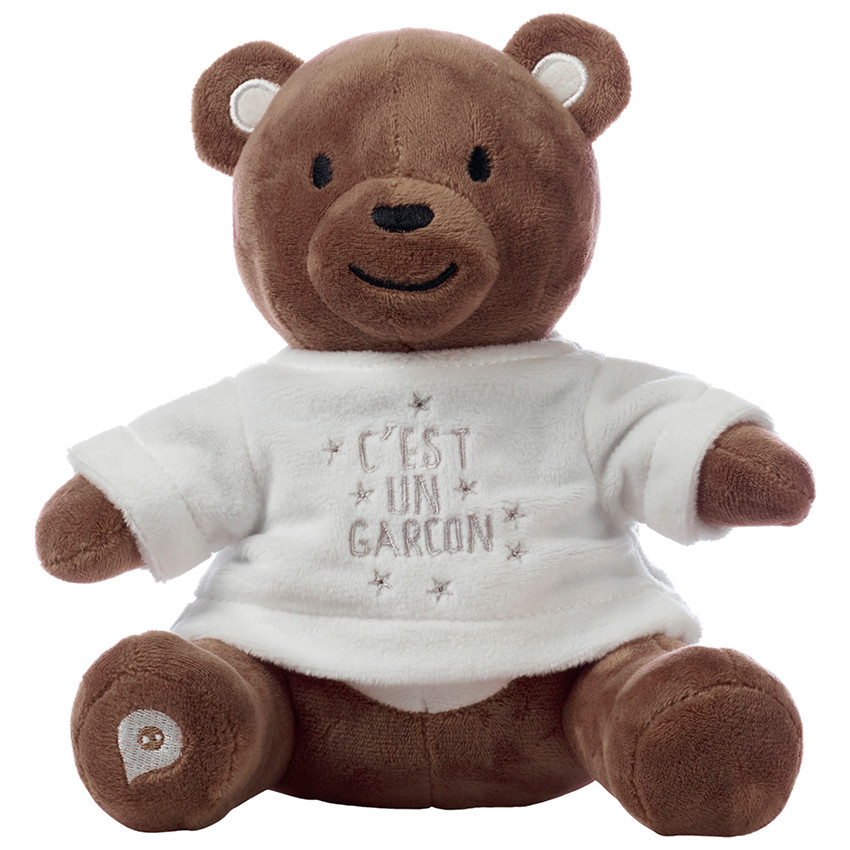 Habillage pour peluche à texte annonce garçon brodé  