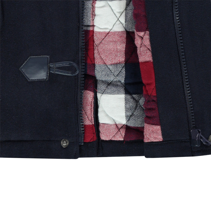 Μοντγκόμερι από μάλλινη τσόχα, με φανελένια επένδυση και αφαιρούμενη κουκούλα 