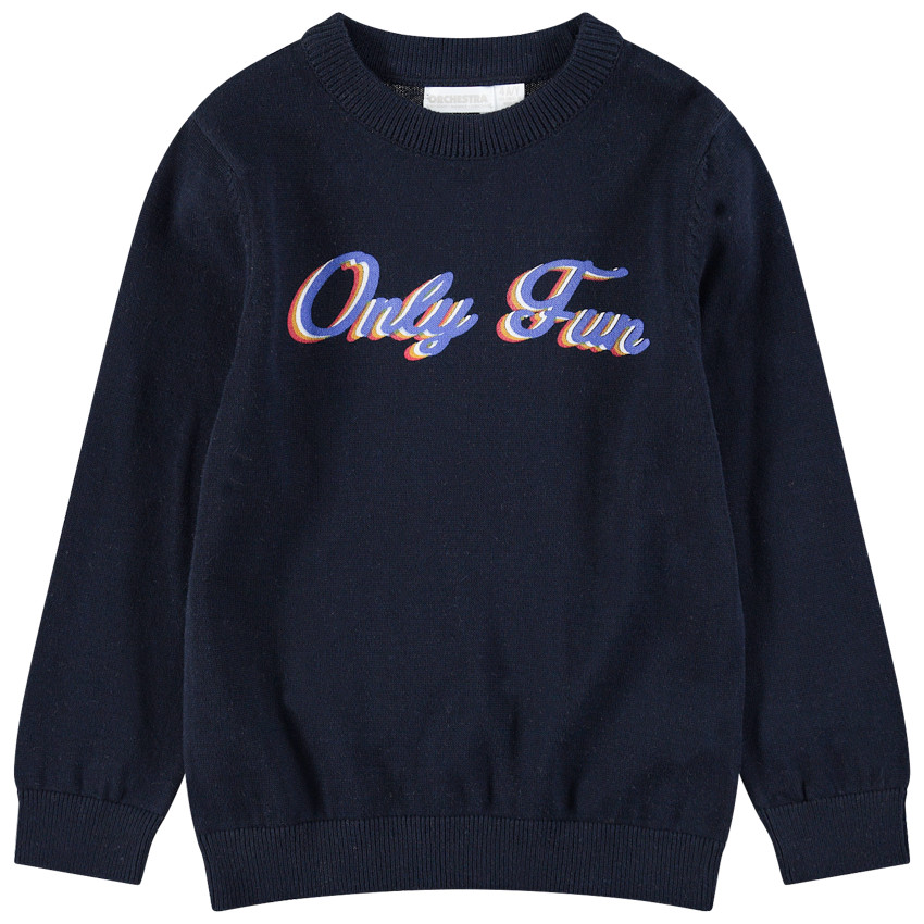 Πλεκτό πουλόβερ με τυπωμένο μήνυμα μπροστά 