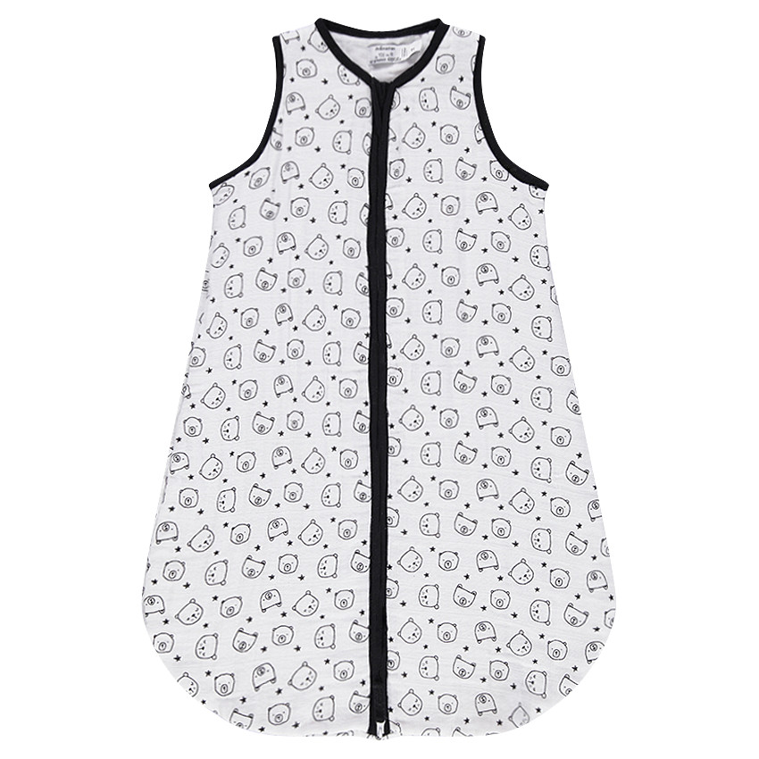 Αμάνικος υπνόσακος από βαμβακερό χασέ με μοτίβο αρκουδάκια 