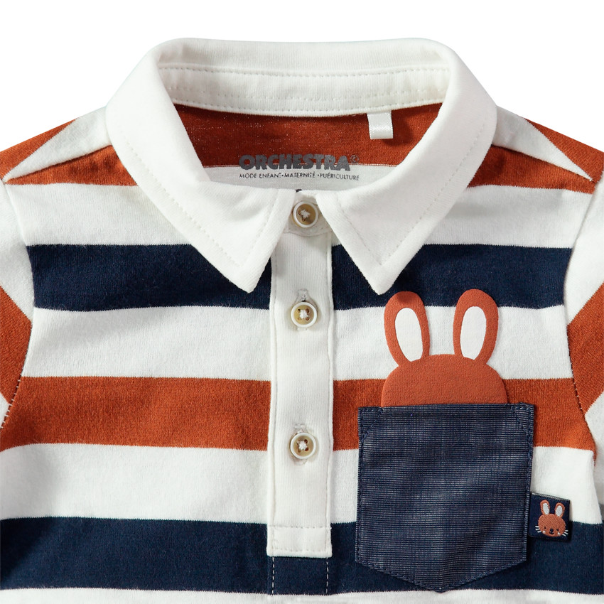 Μακρυμάνικο πόλο με τσέπη και στάμπα λαγουδάκι 