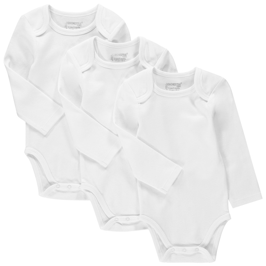 Lot de 3 bodies manches longues unis 