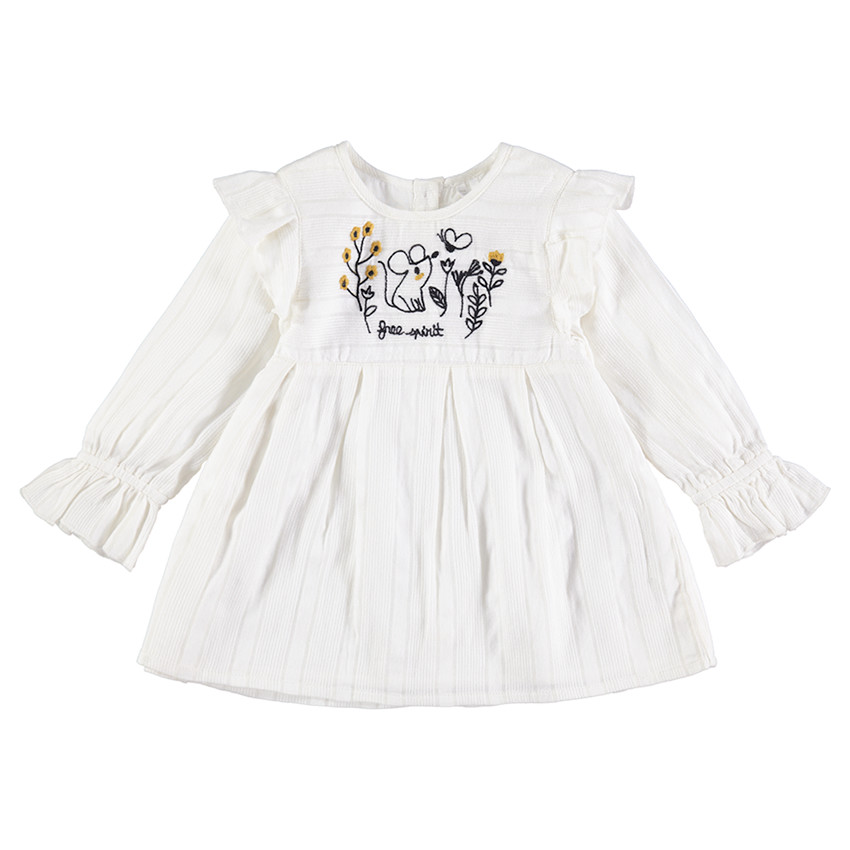 Βαμβακερή τουνίκ με κεντημένα λουλούδια και ποντίκι 