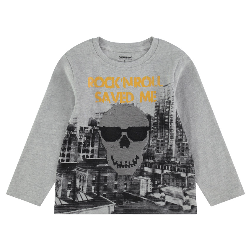 Μακρυμάνικη μπλούζα ζέρσεϊ με μοτίβο και «μαγικές πούλιες» 