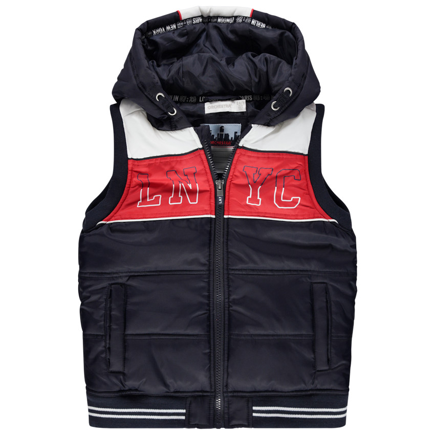 Μπουφάν αμάνικο με κουκούλα με contrast bandes  