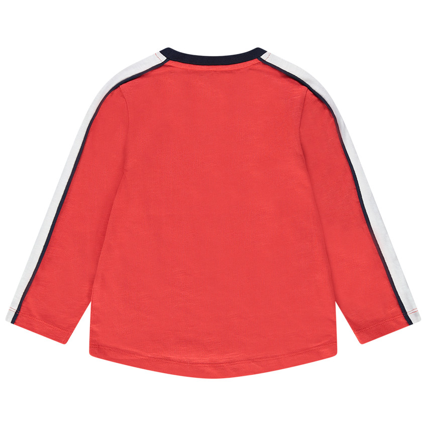 Μακρυμάνικη μπλούζα από ζέρσεϊ σε κοραλί με στάμπα ποδήλατο 