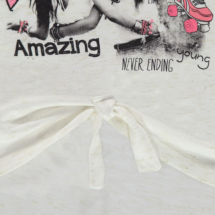 Παιδικά - Μακρυμάνικη μπλούζα μελανζέ με μεταλλιζέ ίνες στην ύφανση  