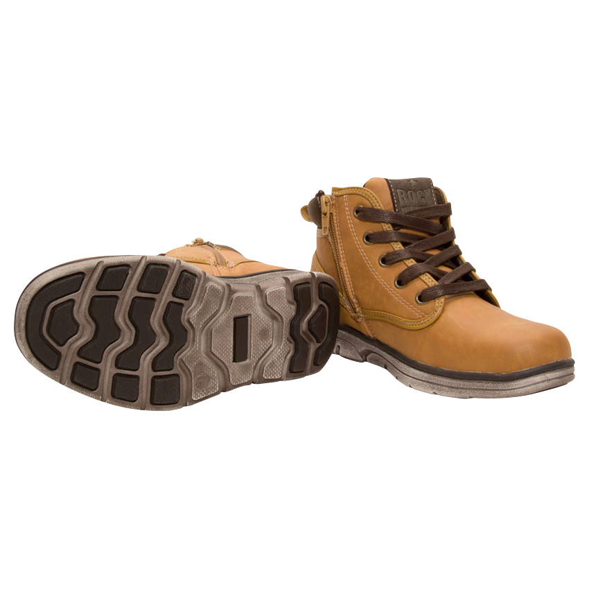 Καμηλό μποτάκια από δέρμα με κορδόνια και φερμουάρ 