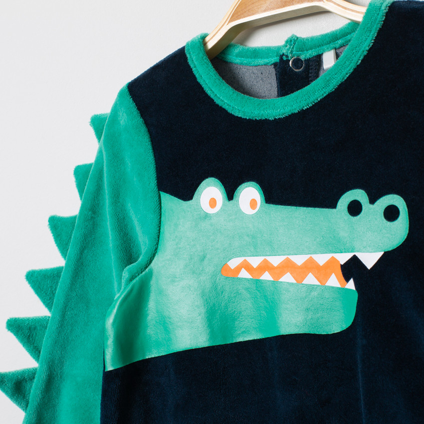 Dors-bien en velours motif crocodile 