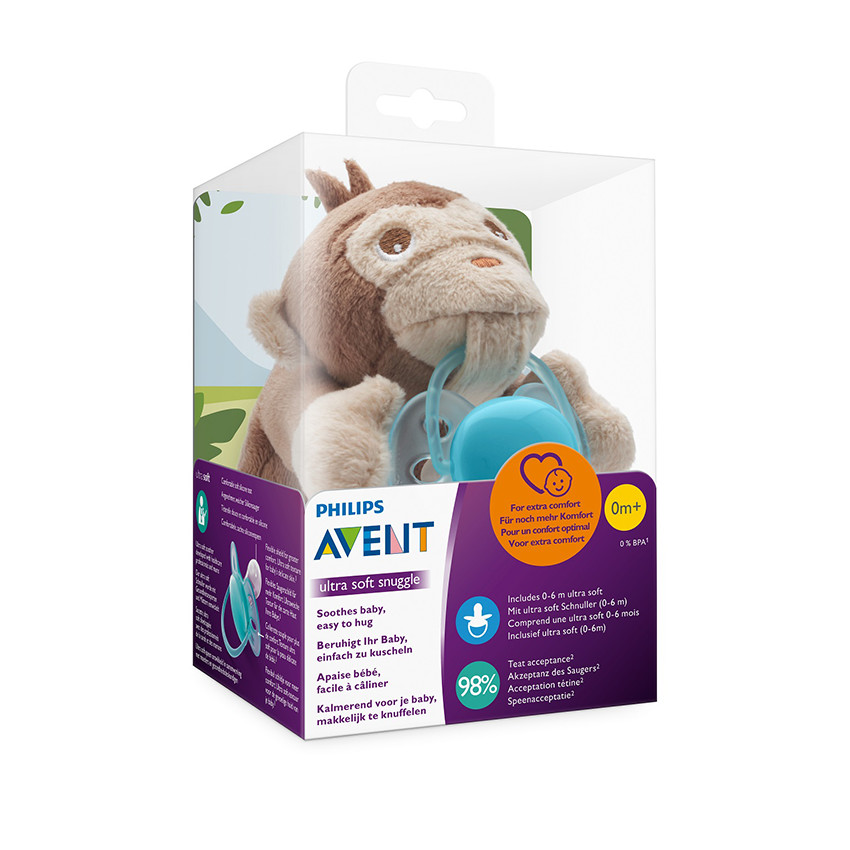   Βελουτέ  κουκλάκι  μαϊμού με πιπίλα 0-6 μηνών  