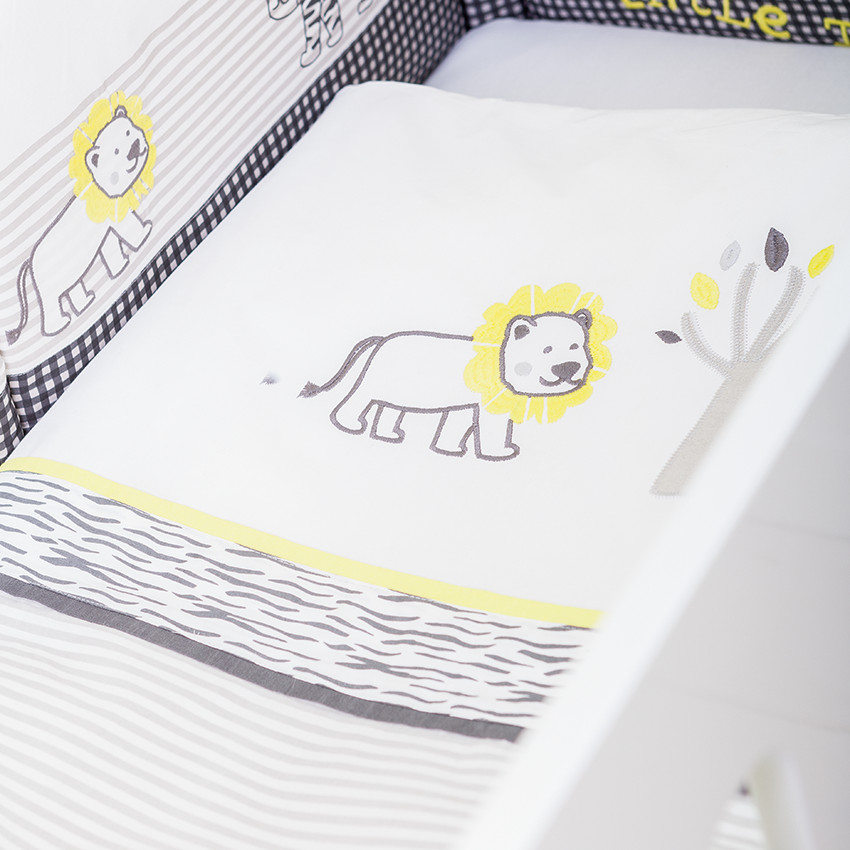 Parure housse de couette + taie d'oreiller 100 x 140 cm print lion 