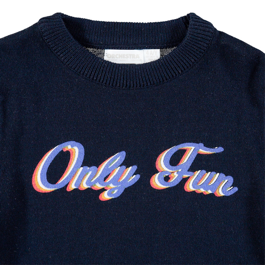 Πλεκτό πουλόβερ με τυπωμένο μήνυμα μπροστά 