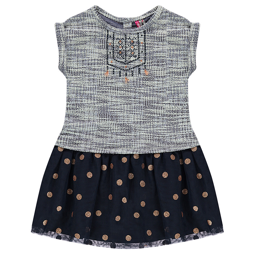 Κοντομάνικο φόρεμα από δύο υλικά 