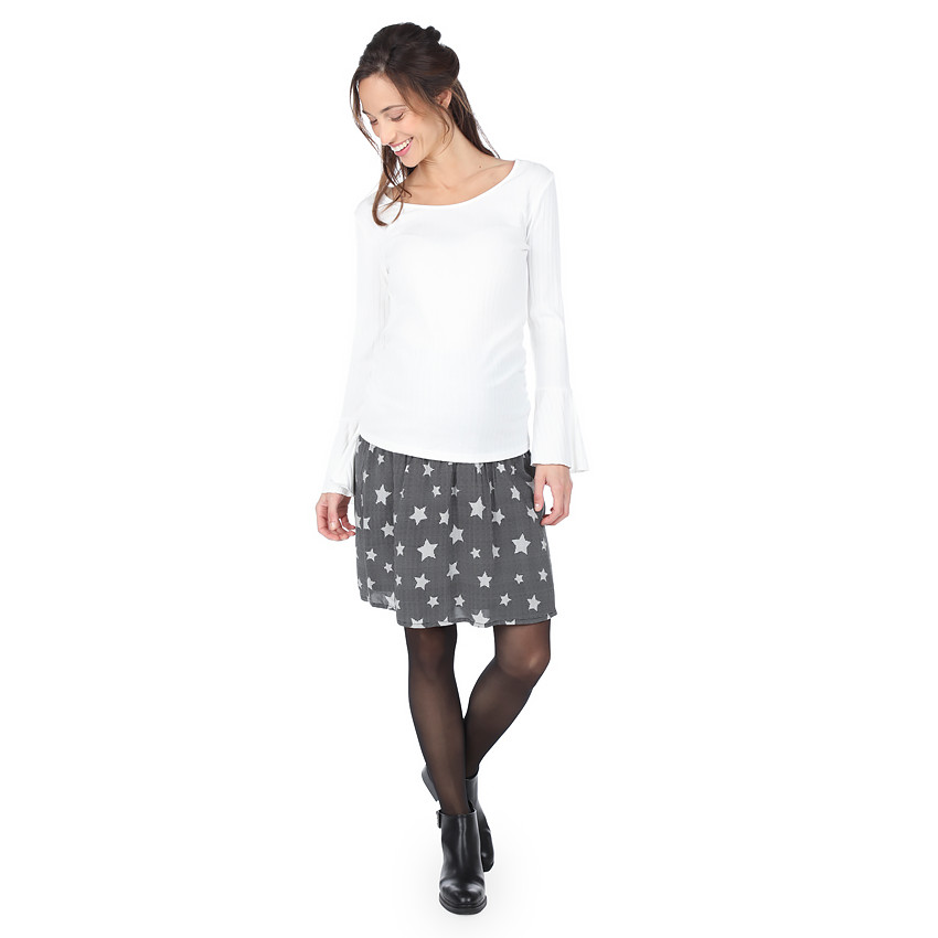 Φούστα εγκυμοσύνης με βολάν και αστεράκια σε όλη την επιφάνεια 