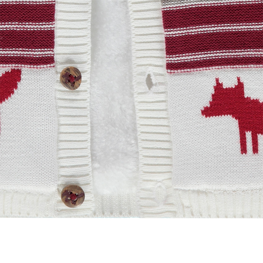 Πλεκτή ζακέτα με ζακάρ μοτίβο και επένδυση sherpa 