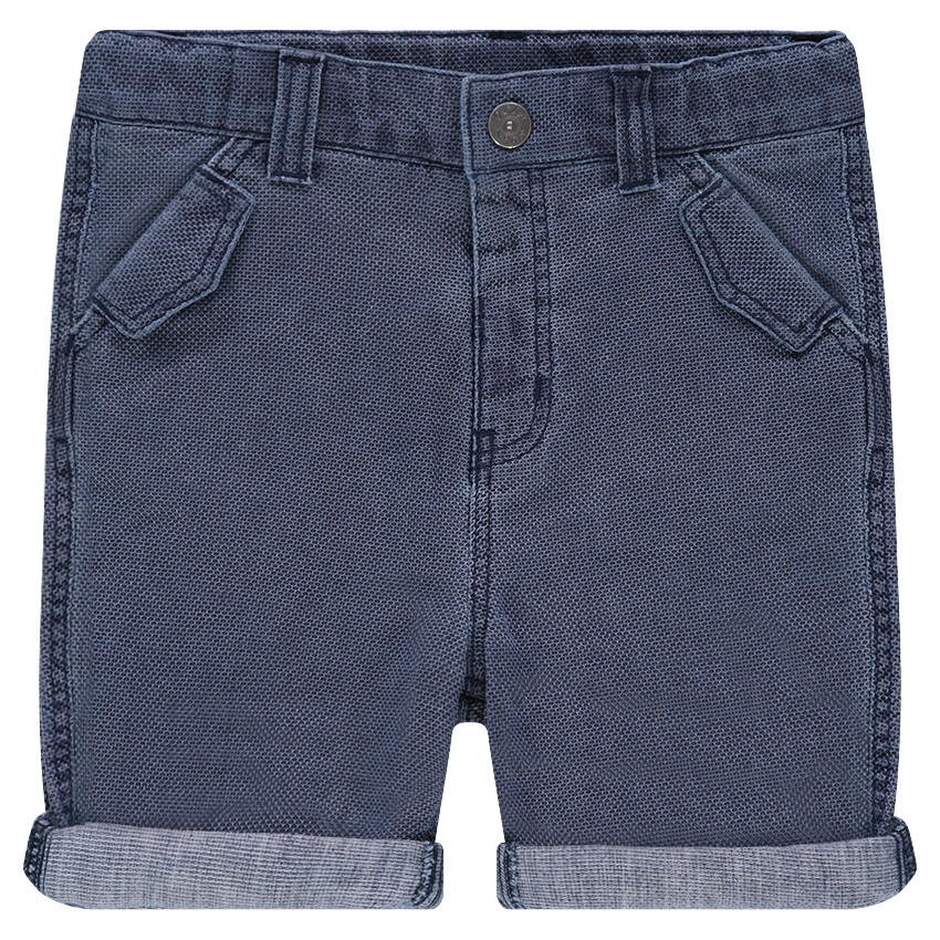 Βαμβακερή βερμούδα νηματοβαφή με κυψελωτή ύφανση 