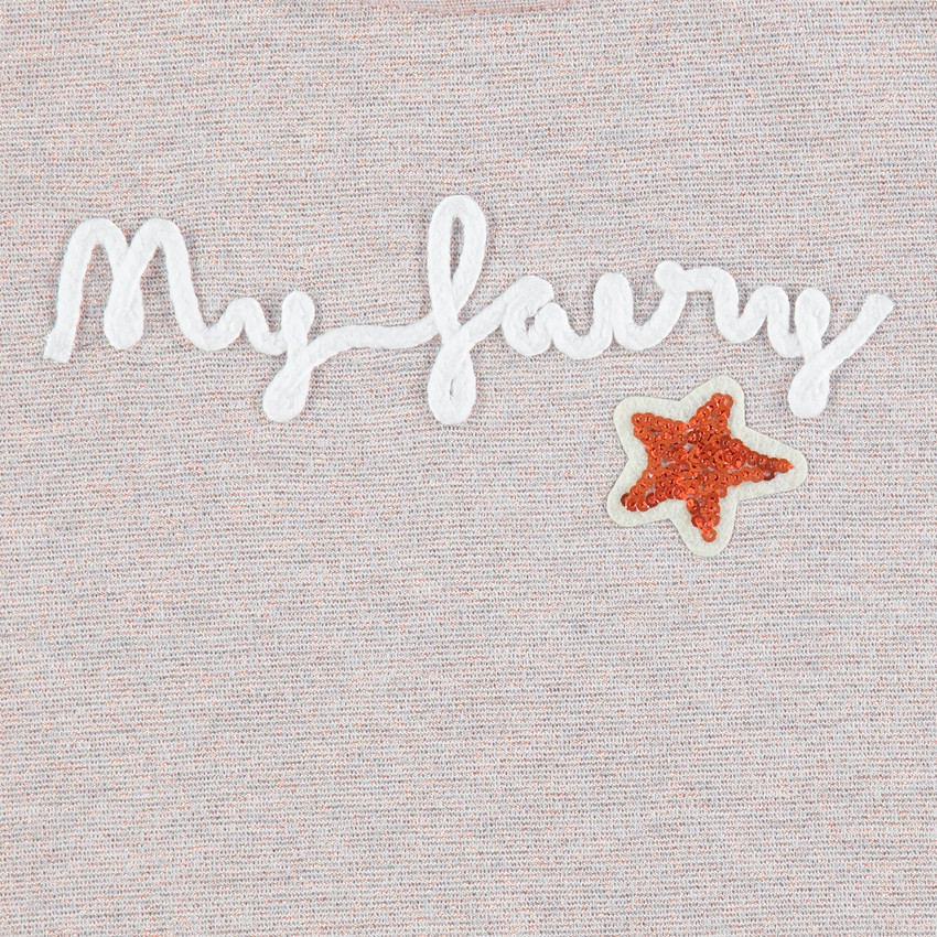 Μακρυμάνικη ζέρσεϊ μπλούζα με εβαζέ μανίκια και μήνυμα από κορδόνι 