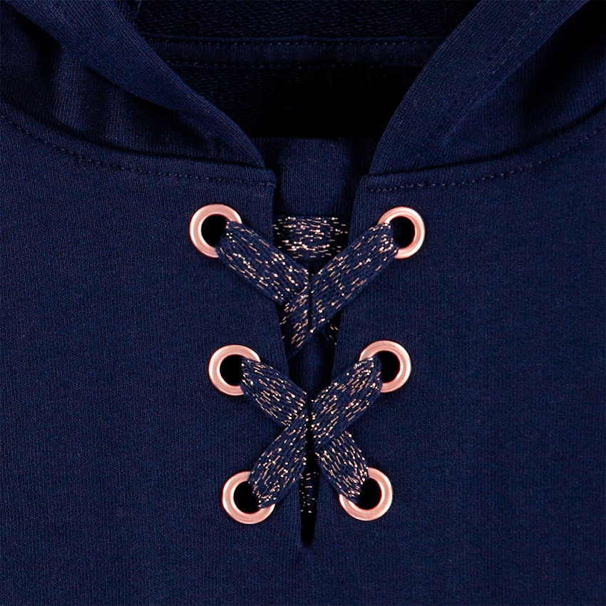 Παιδικά - Φανελένιο φούτερ με κουκούλα και φαντεζί κορδόνια 