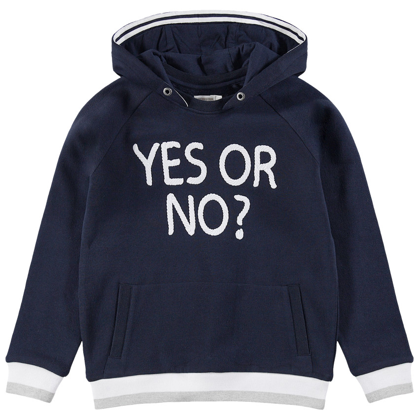 Παιδικά - Φούτερ από φανέλα με κουκούλα και τυπωμένο μήνυμα 