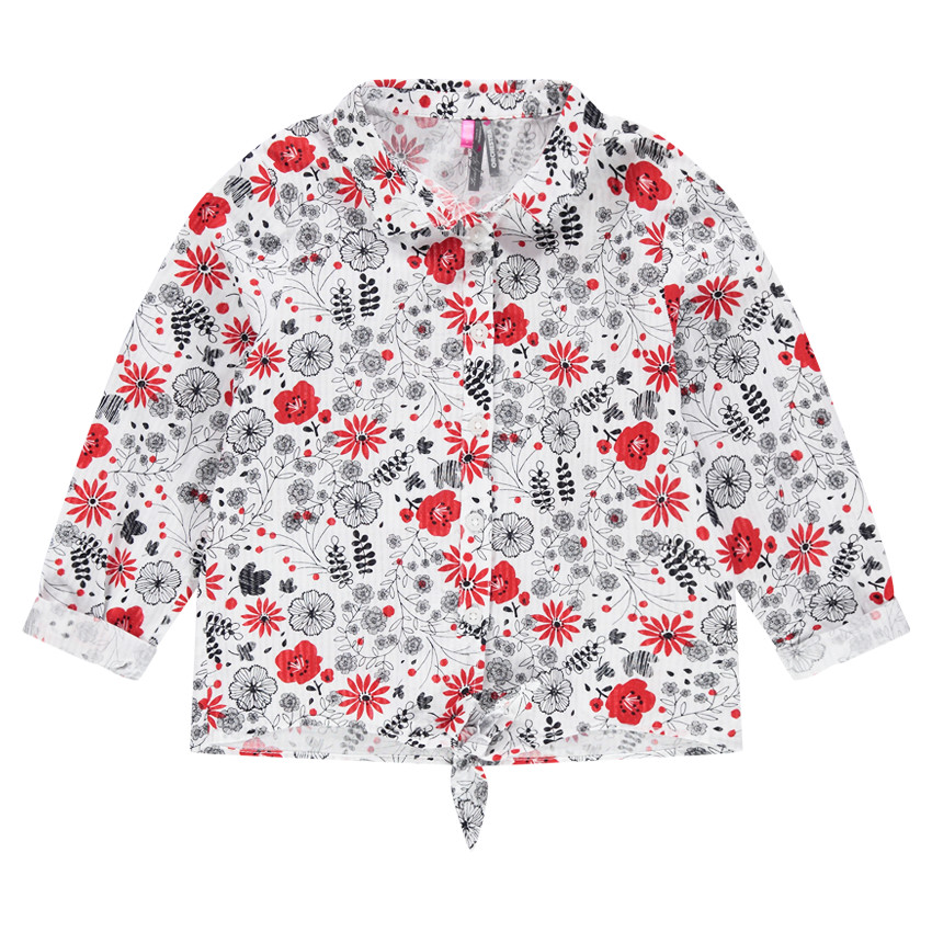 Μακρυμάνικο πουκάμισο με λουλούδια σε αντίθεση 