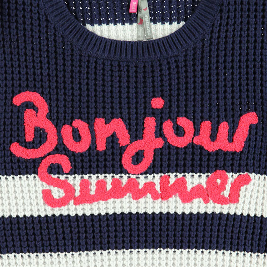 Junior - Pull manches longues rayé avec inscription 