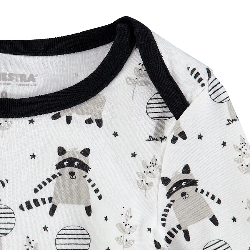 Μακρυμάνικο φορμάκι από βαμβακερό ιντερλόκ με τυπωμένα ρακούν 