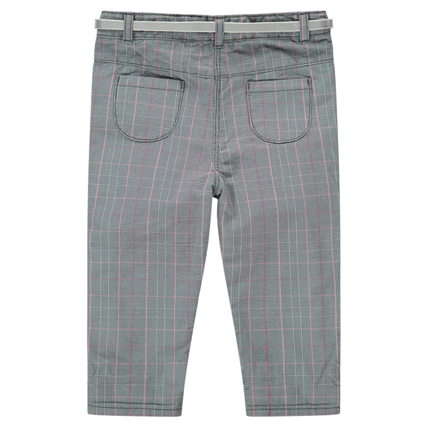 Παντελόνι καρό με επένδυση ζέρσεϊ και αφαιρούμενη ασημί ζώνη 