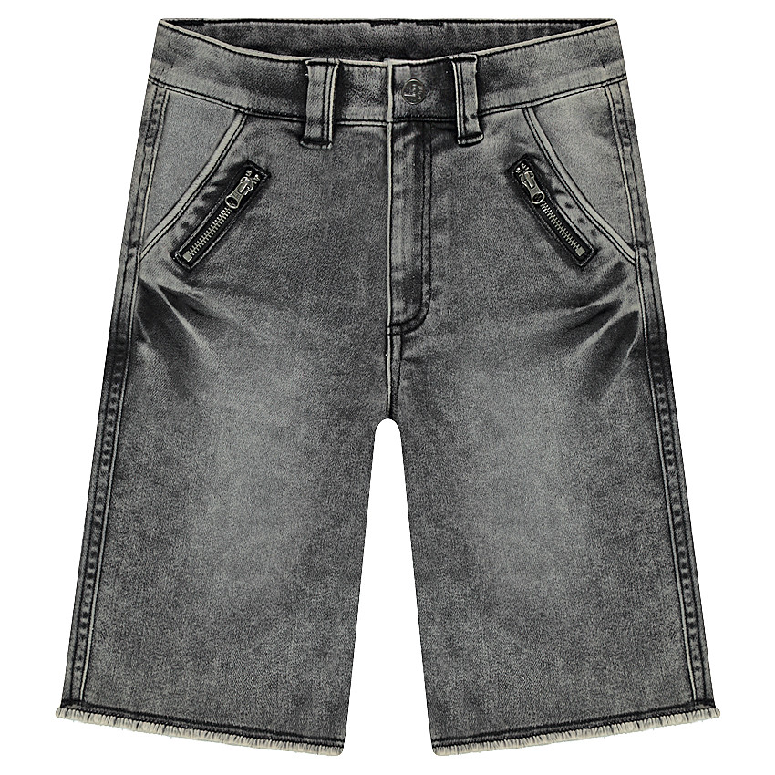 Παιδικά - Βερμούδα από ντένιμ με used όψη και τσέπες με φερμουάρ  