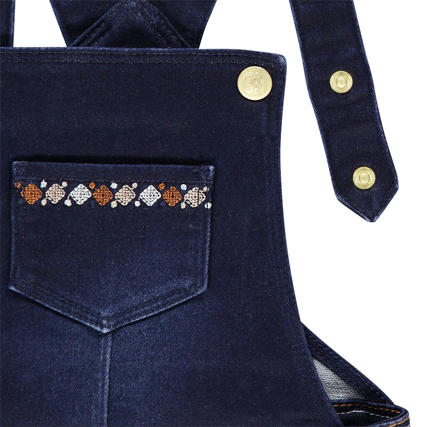 Κοντή σαλοπέτα τζιν με κεντημένες μπορντούρες σε έθνικ στιλ 