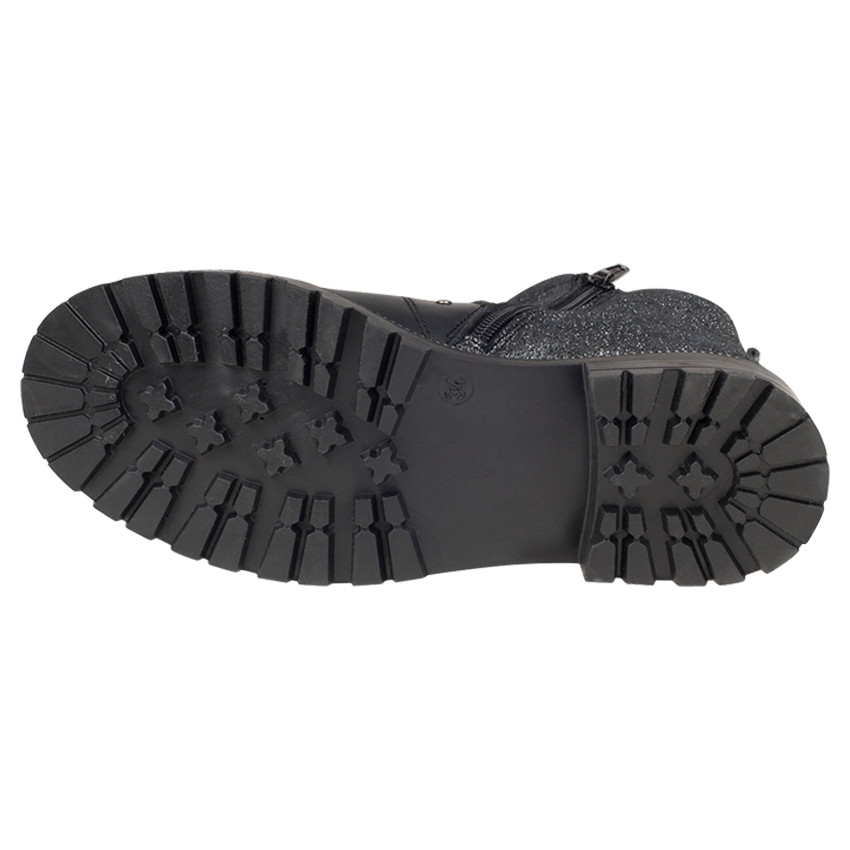 Bottillons pailletés en cuir avec zips et rivets du 24 au 27 