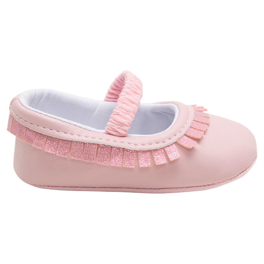 Μαλακά παπουτσάκια με μπαρέτα και μεταλλιζέ κρόσσια 