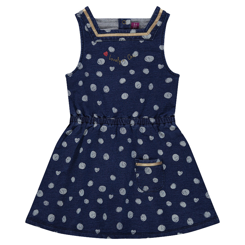 Πουά φόρεμα από φανέλα με ελαστική μέση 