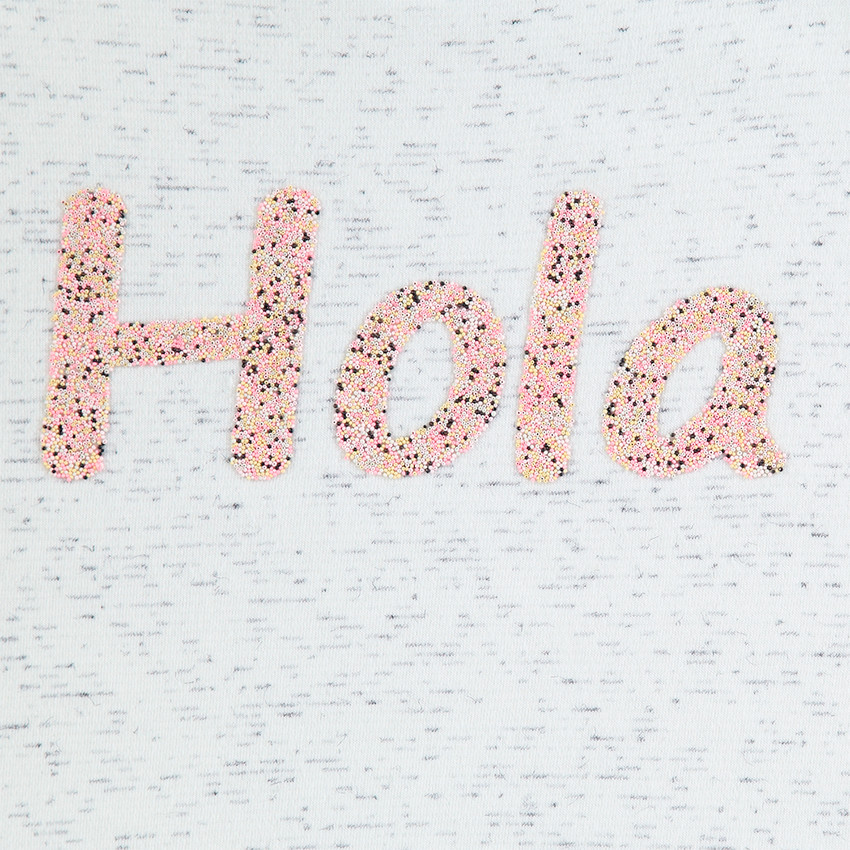 Παιδικά - Φανελένιο φούτερ με μπουκλέ ύφανση και ανάγλυφη φράση 