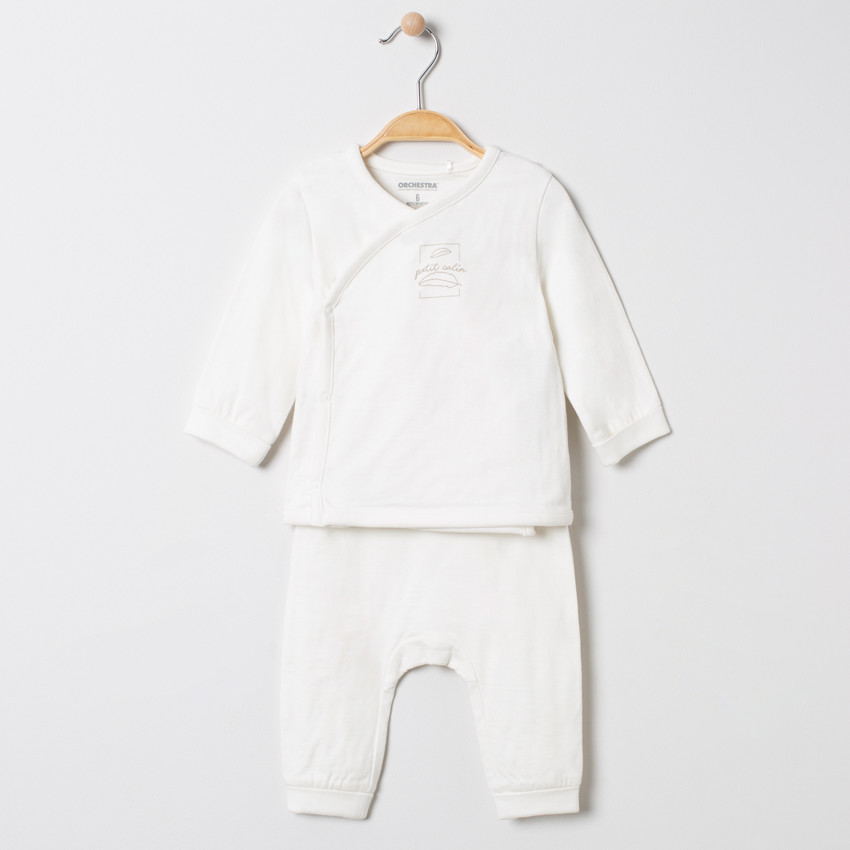 Ensemble haut pressionné et pantalon en coton bio 