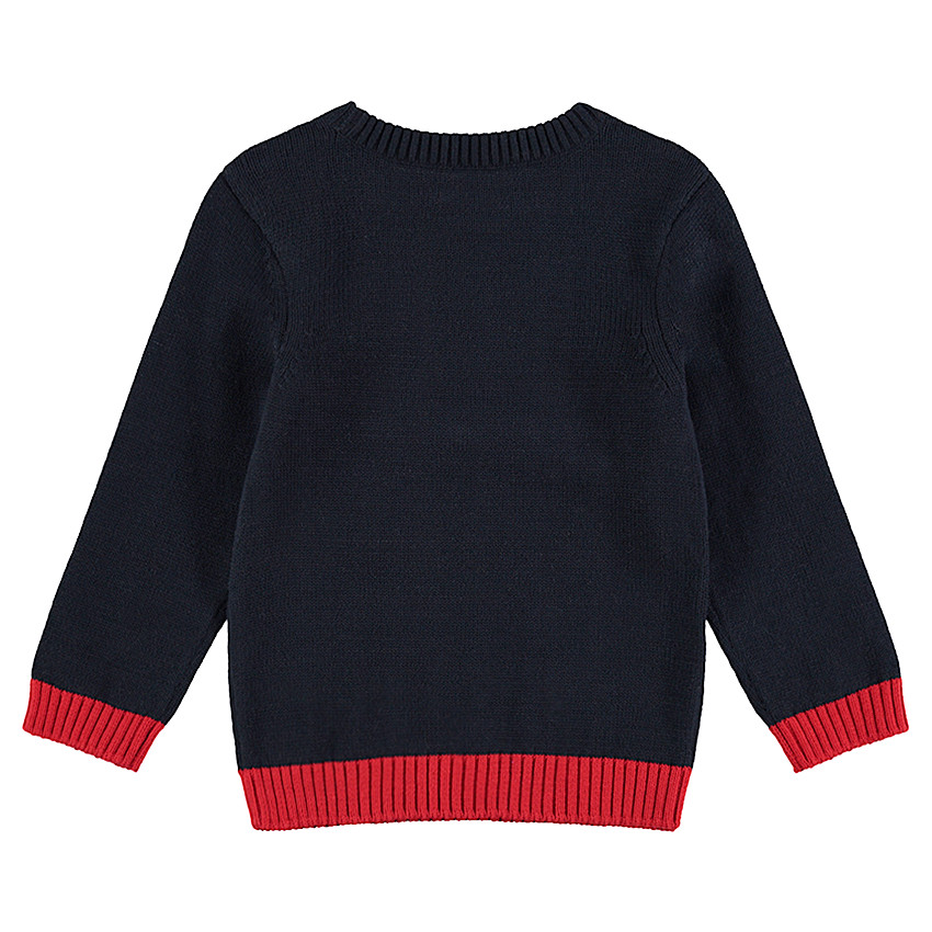 Πλεκτό πουλόβερ με αντιθέσεις και φερμουάρ μπροστά 