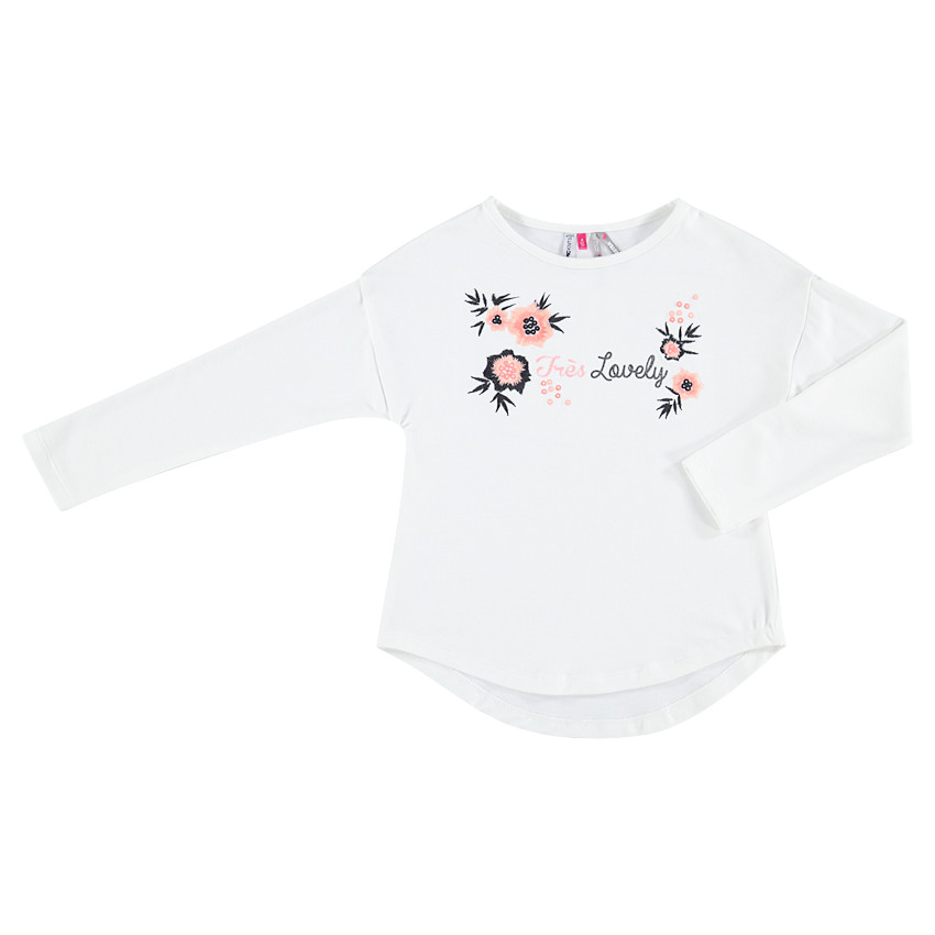 Μακρυμάνικη ζέρσεϊ μπλούζα με κεντημένα λουλούδια 